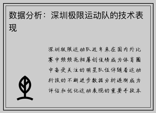 数据分析：深圳极限运动队的技术表现
