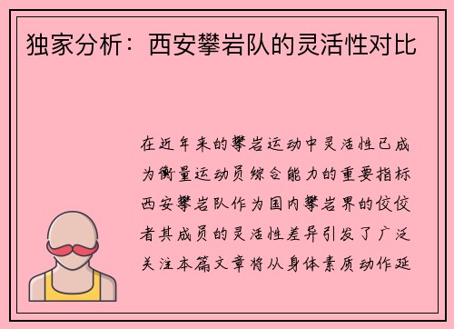 独家分析：西安攀岩队的灵活性对比
